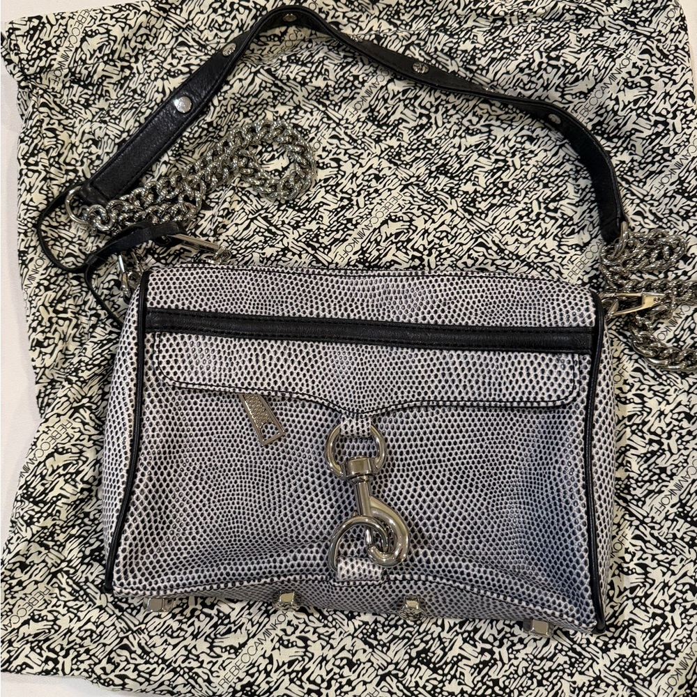 Black and White Mesh Crossbody Bag